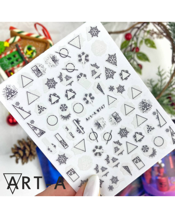 Наклейки ART-A 3D W747 черно-белые снежники и фигуры