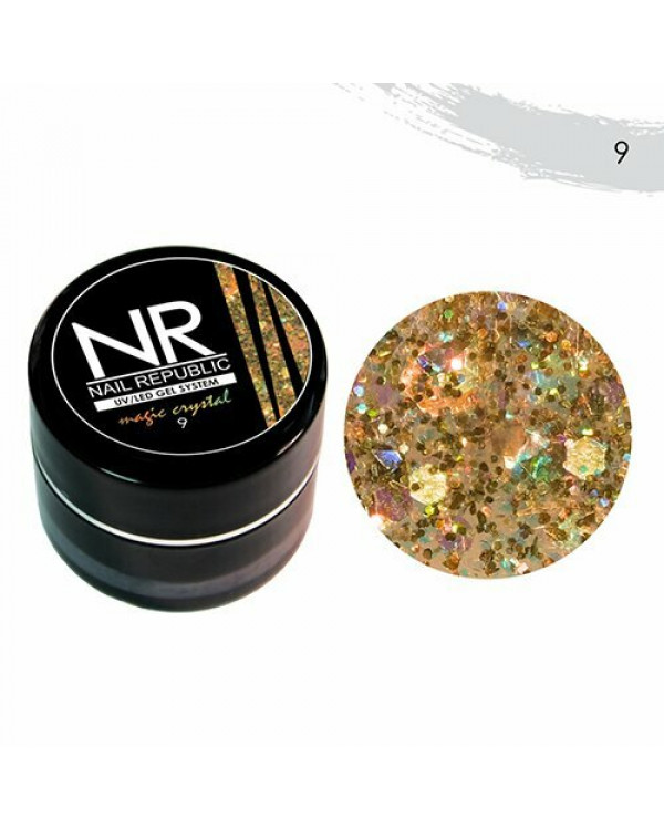 Гель-краска Nail Republic Magic Crystal №9 с блестками 5гр