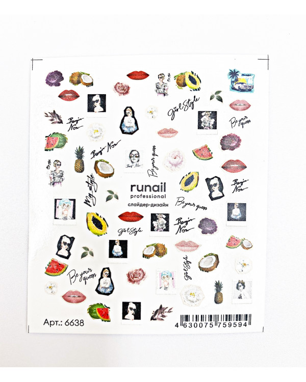 Слайдер-дизайн ruNail 6638 Девушки, фрукты