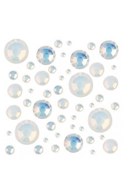 Стразы IRISK цветные Mикс размеров в баночке 09 White Opal