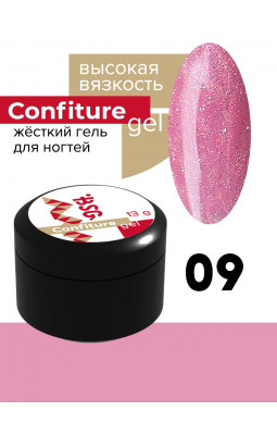 Жесткий гель BSG Confiture 09 высокая вязкость 13 гр полупрозрачный розовый с шиммером