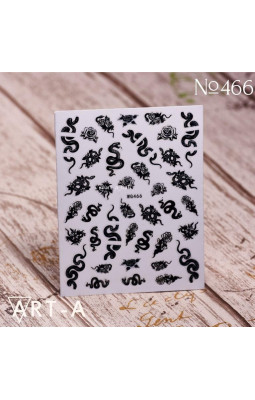 Наклейки ART-A 3D 466 змеи черные и розы