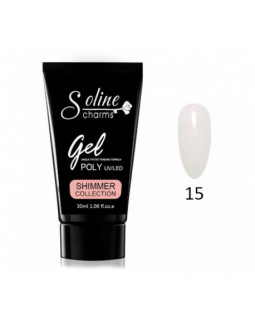Полигель Soline 30 мл Shimmer 15 молочный с глиттером