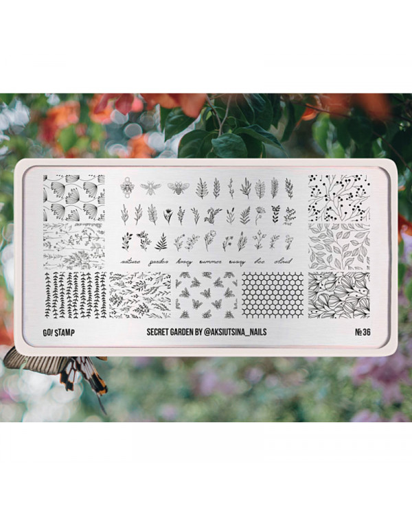 Пластина Go! Stamp  036 Secret garden by @aksiutsina_nails
