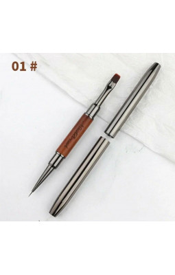 Кисть Nail Brush двухсторонняя 6 гель/9 дизайн . колпачки (01)